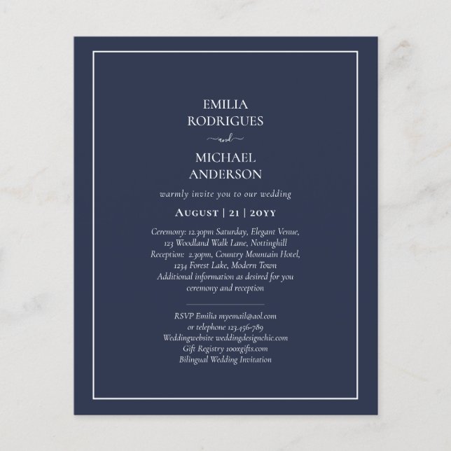 BUDGET Bilingual 2-sided Invite Spanish Boda  Flyer (Front)
