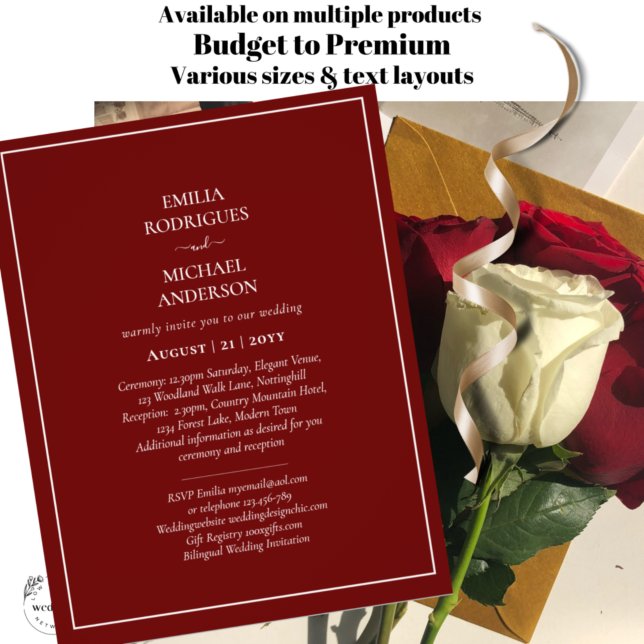 BUDGET Bilingual Wedding Text Both Sides Invite Flyer (Creator Uploaded)