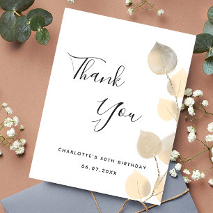 Budget birthday 50 eucalyptus thank you card