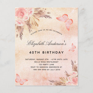 Budget birthday butterfly pampas grass blush boho