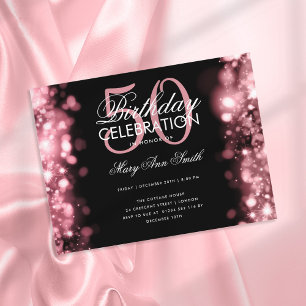 Budget Birthday Elegant Rose Gold Lights Invite Postcard