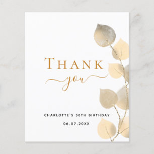Budget birthday eucalyptus gold thank you card