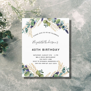 Budget birthday eucalyptus greenery invitation