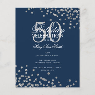 Budget Birthday Glitter Confetti Silver Navy 