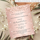 Budget birthday glitter rose gold metal invitation<br><div class="desc">For an elegant 50th (or any age) birthday party. A rose gold faux metallic looking background. Decorated with rose gold faux glitter.  Personalize and add a name and party details. The name is written with a hand lettered style script</div>