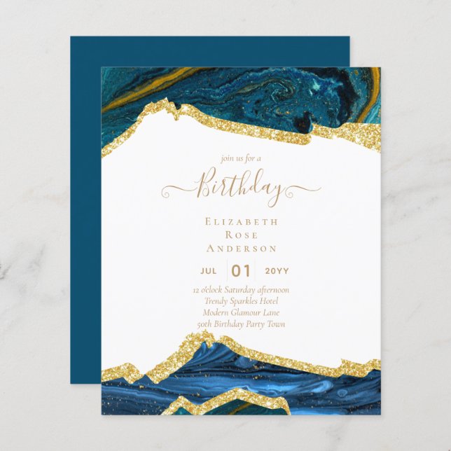 BUDGET BIRTHDAY Invitation ANY 16 18 21st 40 50th (Front/Back)