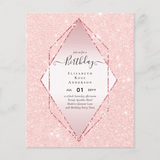 BUDGET BIRTHDAY Invitation ANY 16 18 21st 40 50th Flyer (Front)