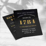 Budget Birthday Invitation Black Gold Any Year Flyer<br><div class="desc">For an elegant any age birthday party celebration. A black and gold elegant template. Personalize and add a name and party details. 
LOW BUDGET INVITATION FLYERS. *** PLEASE NOTE this budget option is a flyer (no envelopes included) hence the low price - The SATIN option is the thicker choice.</div>