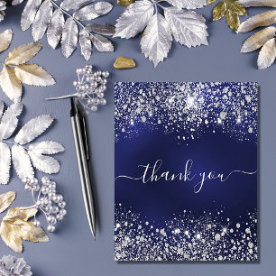 BUDGET birthday navy blue glitter dust thank you