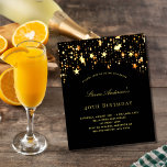 Budget birthday party black gold stars<br><div class="desc">A 40th (or any age) birthday party invitation for both him and her. A black background decorated with faux gold stars. Personalize and add a name and party details.</div>