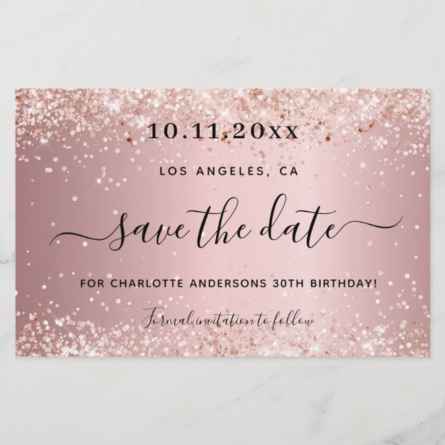 Budget birthday party blush pink save the date (Front)