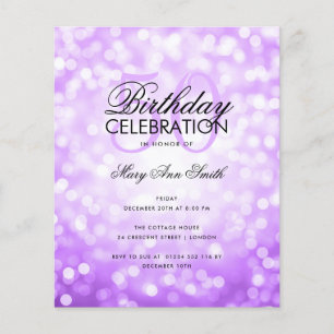 Budget Birthday Party Purple Sparkle Lights Flyer