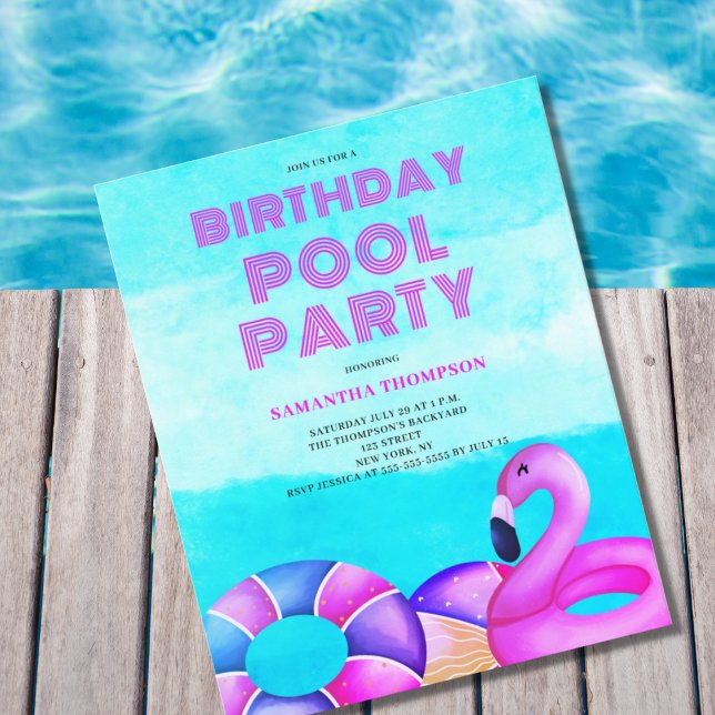 Budget Birthday Pool Party Invitation  (Creator Uploaded)