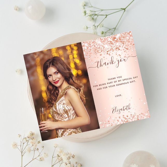 Budget birthday rose blush photo QR code thank you (Creator Uploaded)