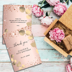 Budget birthday rose eucalyptus thank you card
