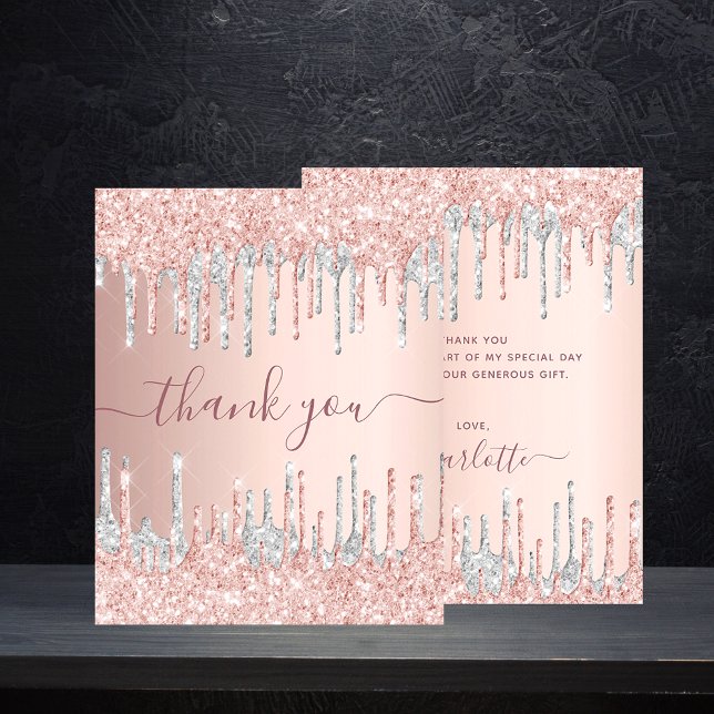 BUDGET birthday rose gold silver glitter thank you (Creator Uploaded)