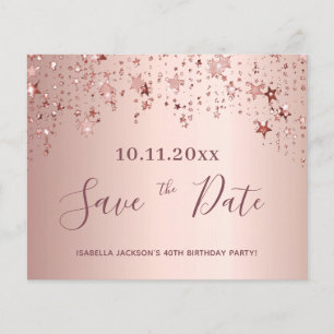 Budget birthday rose gold stars save the date