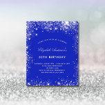 Budget birthday royal blue silver invitation<br><div class="desc">A modern,  stylish and glamorous invitation for a 30th (or any age) birthday party.  A royal blue background,  decorated with faux silver glitter sparkles.  Personalize and add your name and party details.</div>