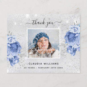 Budget birthday silver blue photo thank you