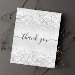 BUDGET Birthday silver glitter dust thank you<br><div class="desc">A feminine and elegant birthday thank you card. A faux silver metallic looking background colour. With faux glitter dust. On front large hand lettered script and the text: Thank You. Back: Personalize and add Your thank you note and name. The name is written with a modern hand lettered style script...</div>