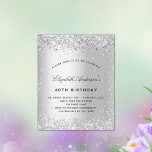 Budget birthday silver glitter sparkles invitation<br><div class="desc">For an elegant 40th (or any age) birthday party. A faux silver metallic looking background. Decorated with faux glitter.  Personalize and add a name and party details. The name is written with a hand lettered style script</div>