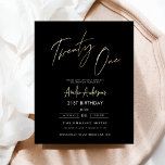 Budget Black and Gold Script 21st Birthday<br><div class="desc">Celebrate turning 21 in style with a Minimalist Script Black and Gold Birthday Invitation! Featuring sleek black and gold accents, elegant script typography, and a clean, modern design, this invitation sets the tone for a sophisticated celebration. Perfect for any venue, from chic lounges to intimate gatherings, it combines timeless elegance...</div>