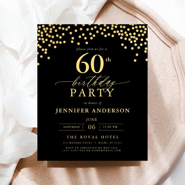 Budget Black And Gold Script Sixty 60th Birthday (Creator Uploaded)