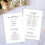Budget black and white elegant wedding program<br><div class="desc">Modern simple minimalist typography trendy clean white ceremony and party BUDGET affordable wedding program template featuring a chic trendy calligraphy script.              Easy to personalize with your custom text on both sides!</div>