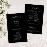Budget black and white elegant wedding program<br><div class="desc">Modern simple minimalist typography trendy black ceremony and party BUDGET affordable wedding program template featuring a chic trendy calligraphy script.              Easy to personalize with your custom text on both sides!</div>