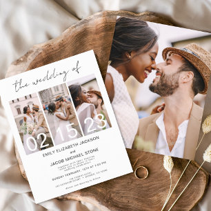 Budget Black and White Photo Wedding Invitation