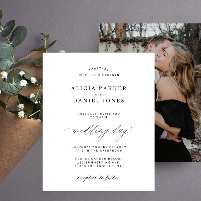 Budget black and white photo wedding invitation (Creator Uploaded)