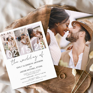 Budget Black and White Photo Wedding Invitation