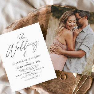 Budget Black and White Photo Wedding Invitation Flyer