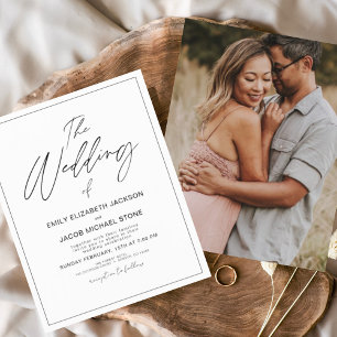 Budget Black and White Photo Wedding Invitation Flyer