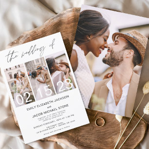 Budget Black and White Photo Wedding Invitation Flyer