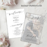 Budget black and white photo wedding program<br><div class="desc">Modern simple minimalist black script trendy clean white ceremony and party cheap BUDGET wedding program paper flyer template featuring chic trendy romantic elegant calligraphy and custom photo overlay on the backside. Easy to personalize with your custom text and picture on both sides! PLEASE READ THIS BEFORE PURCHASING! This is a...</div>