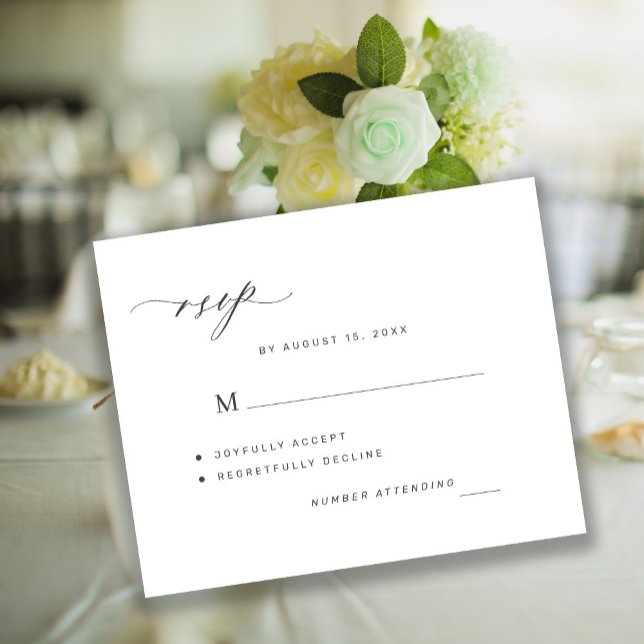 Budget black and white simple wedding RSVP card (Creator Uploaded)