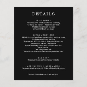 Budget Black and White Wedding Details Flyer