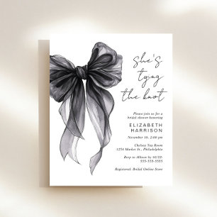 Budget Black Bow Watercolor Bridal Shower Invite