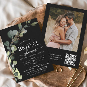 Budget Black Bridal Shower QR Code Eucalyptus