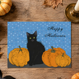 BUDGET Black Cat and Pumpkins Halloween Card
