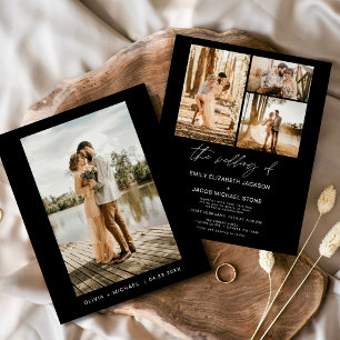 Budget Black Elegant Minimalist Photo Wedding  Flyer
