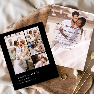 Budget Black Elegant Minimalist Wedding Invitation