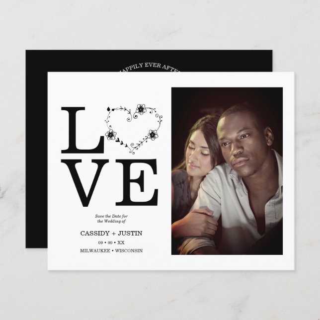 Budget Black Funny Floral Love Heart Custom Photo (Front/Back)