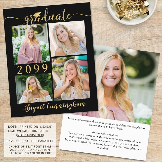 Budget Black Gold 5 Photo Graduate Announcement (Creator Uploaded)