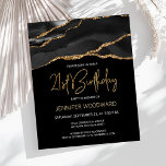 Budget Black Gold Agate 21st Birthday Invitation<br><div class="desc">This trendy 21st birthday invitation features a watercolor image of an agate geode in black with faux gold highlights. The words "21st Birthday" appear in faux gold glitter in decorative modern handwriting font on a black background. Customize it with the name of the honoree in gold coloured text and the...</div>