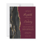 Budget Black Gold Agate Burgundy Wedding Invite