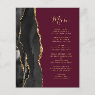 Budget Black Gold Agate Burgundy Wedding Menu