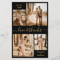 Budget Black Gold Collage Wedding Thank You Flyer