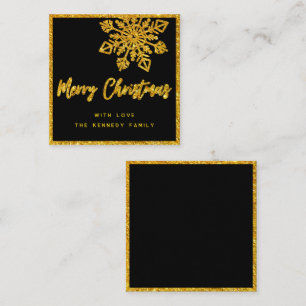 Budget Black Gold Glitter Snowflake Mini Christmas Card